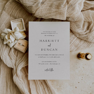 Invitación Elegante matrimonio beige neutral y eterno
