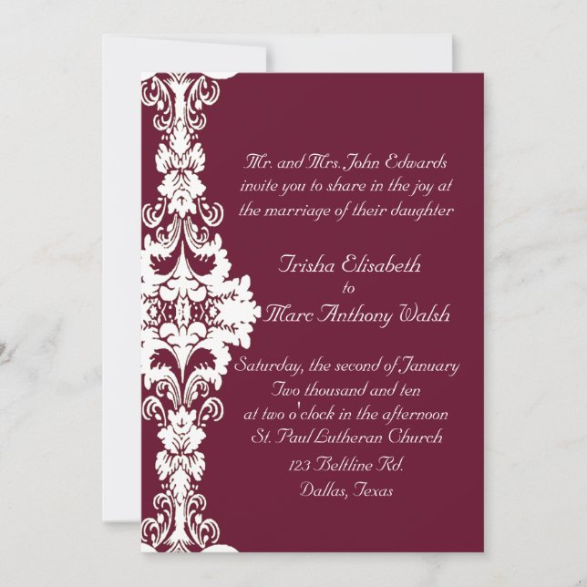 Invitación Elegante matrimonio blanco y marrón (Anverso)