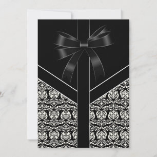 Invitación Elegante matrimonio blanco y negro Damasco