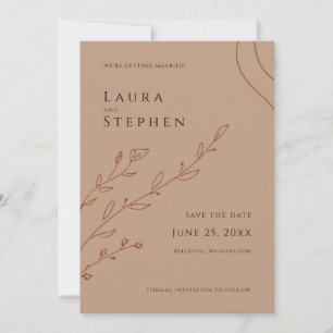 Invitación Elegante matrimonio botánico rizado salva la fecha