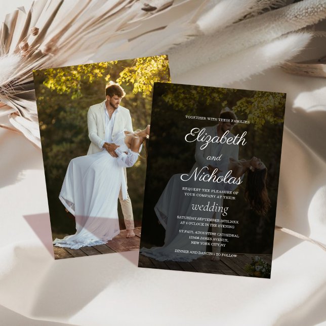 Invitación elegante matrimonio clásico de fotografía de parej (Subido por el creador)