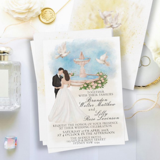 Invitación Elegante matrimonio con novia y fuente de Groom (Subido por el creador)