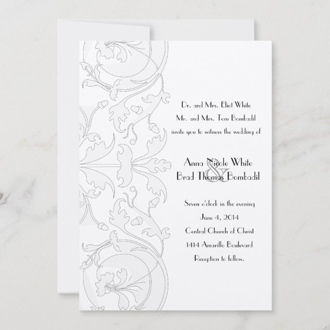 Invitación Elegante matrimonio crema y gris venado (Anverso)