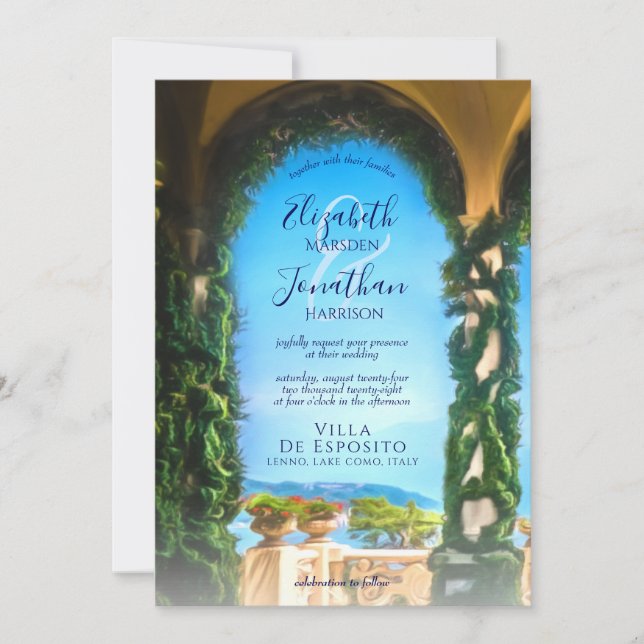 Invitación Elegante matrimonio de destino italiano Villa Arch (Anverso)