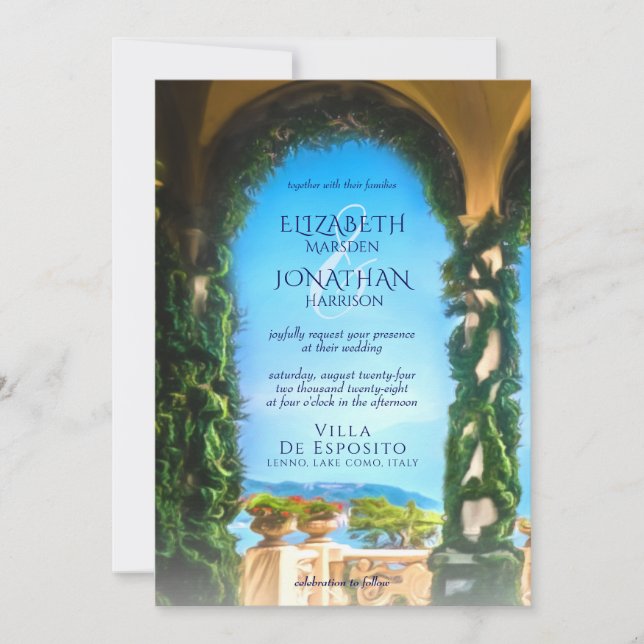 Invitación Elegante matrimonio de destino italiano Villa Arch (Anverso)
