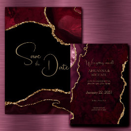 Invitación Elegante matrimonio de la etnia borgoña salva la f