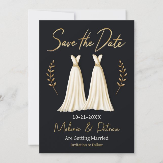 Invitación Elegante matrimonio de lesbianas hecho a mano salv (Anverso)