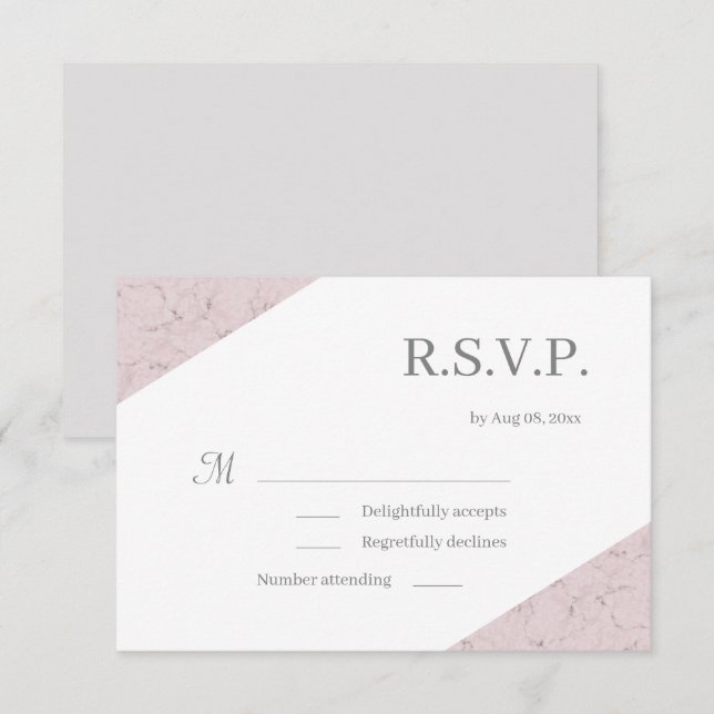 Invitación Elegante matrimonio de mármol rosa gris oscuro RSV (Anverso / Reverso)