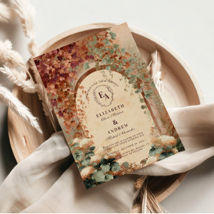 Invitación Elegante matrimonio de otoño rústico