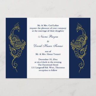 Invitación Elegante matrimonio de pavos reales Mehndi invita 
