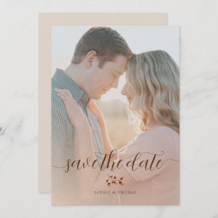 Invitación Elegante matrimonio floral de otoño en Rubor salva