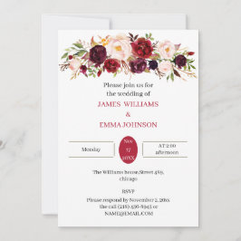 Invitación Elegante matrimonio floral personalizado