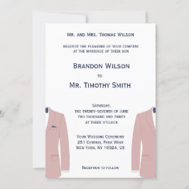 Invitación Elegante matrimonio gay rosa y azul