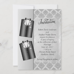 Invitación Elegante matrimonio Gay Silver