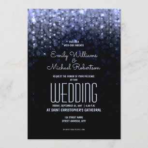 Invitación Elegante matrimonio luces azules fondo