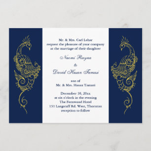 Invitación Elegante matrimonio Mehndi con pavo real invita a