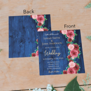 Invitación Elegante matrimonio naval y acuarela borgoñona