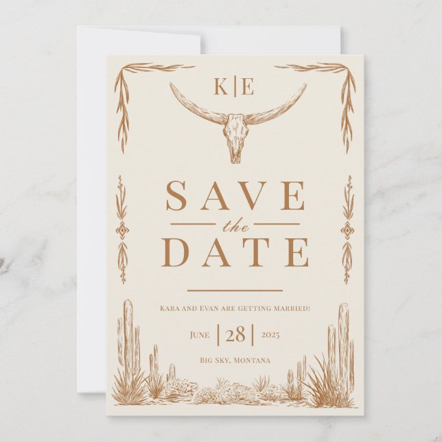 Invitación Elegante matrimonio occidental rústico salva la fe (Anverso)