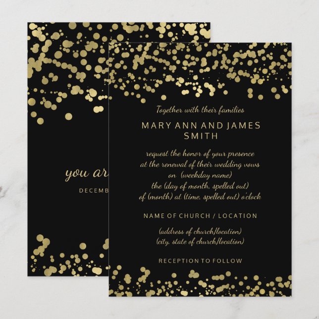 Invitación Elegante matrimonio promete renovación Relieve met (Anverso / Reverso)
