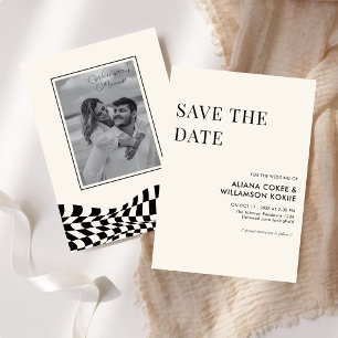 Invitación Elegante matrimonio retro en blanco y negro, salva