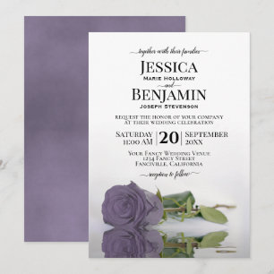 Invitación Elegante matrimonio Rosa púrpura de estilo largo