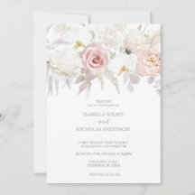 Elegante matrimonio rosa y blanco de flores invita