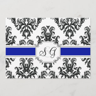 Invitación Elegante matrimonio Royal Blue Antique