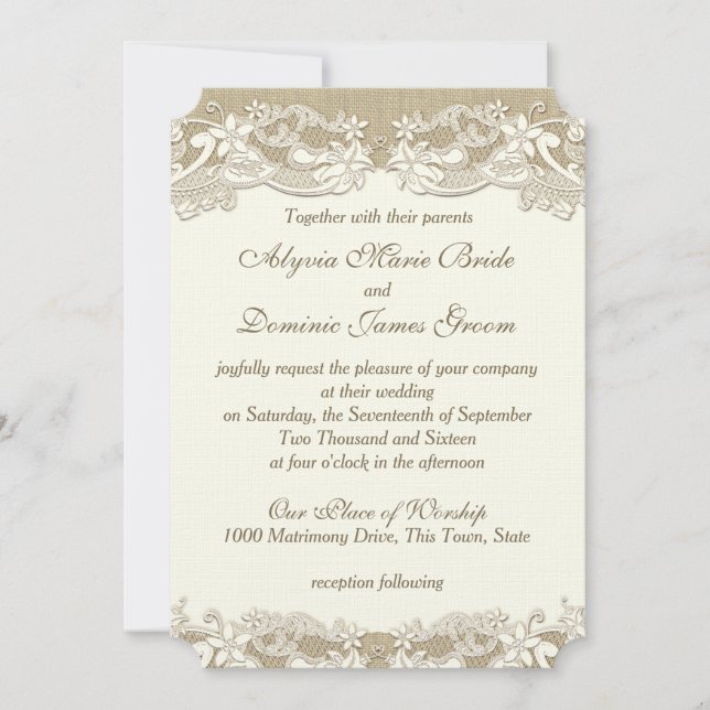 Invitación Elegante matrimonio rural (Anverso)