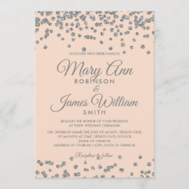 Invitación Elegante matrimonio Silver Purpurina Confetti Rubo