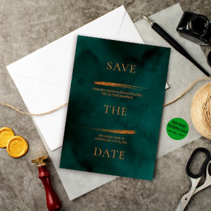 Invitación Elegante matrimonio verde esmeralda salva la fecha