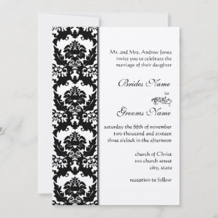 Invitación Elegante matrimonio victoriano blanco y negro en d