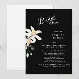 Invitación Elegante Matte de ducha de novia negra y blanca