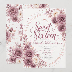 Invitación Elegante Mauve Cumpleaños 16