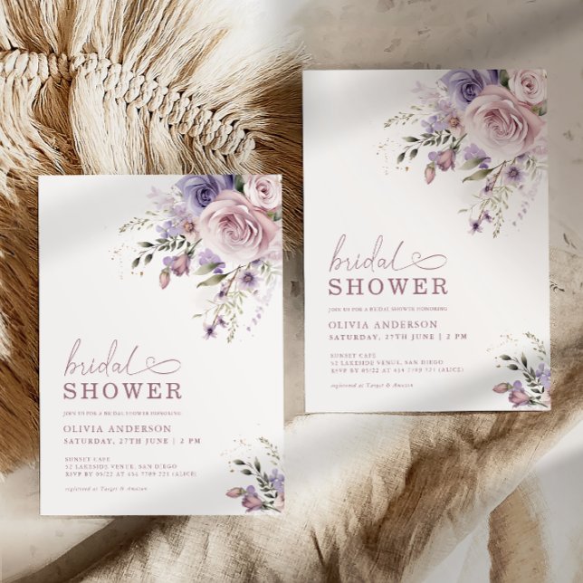 Invitación Elegante Mauve & Lavender Bridal Shower Floral (Subido por el creador)