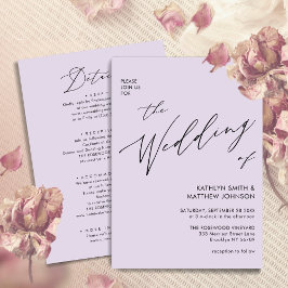 Invitación Elegante Mauve Todo En Un Boda De Guión Moderno