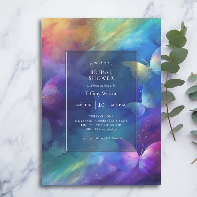 Invitación Elegante Me Da Mariposas Ducha Bridal (Subido por el creador)