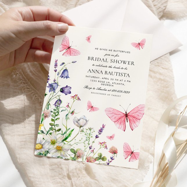 Invitación Elegante Me Da Mariposas Ducha Bridal (Subido por el creador)