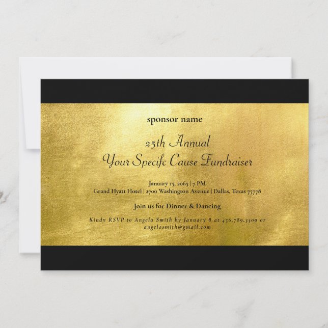 Invitación Elegante medallero metálico de oro y negro (Anverso)