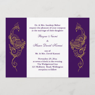 Invitación Elegante Mehndi Peacock Wedding Invitan a Blanco P