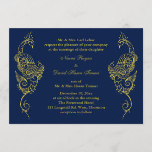 Invitación Elegante Mehndi Peacock Wedting - Armada