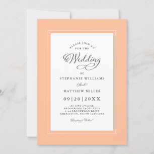Invitación Elegante Melocotón Chic Caligrafía Moderna Boda