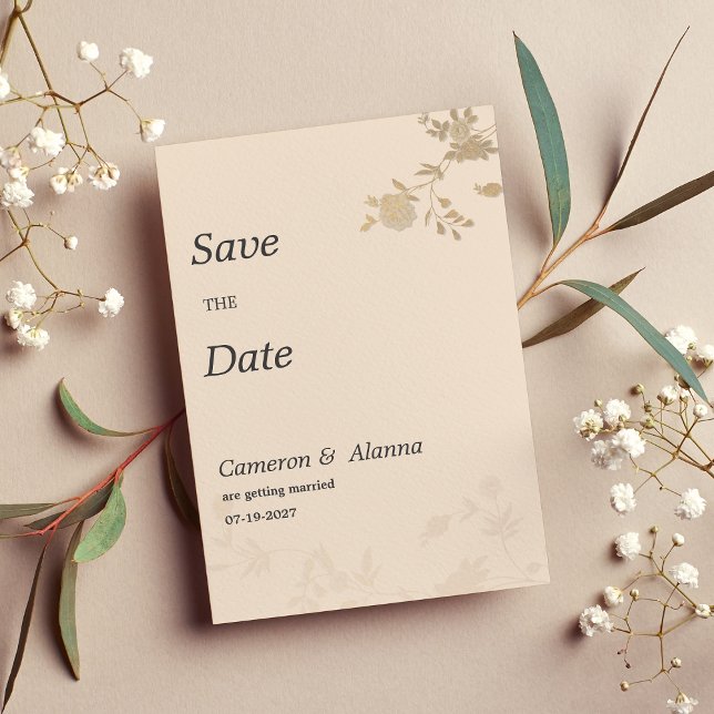 Invitación Elegante melocotón dorado romántico floral Guardar (Elegant gold peach romantic floral Save the Date )