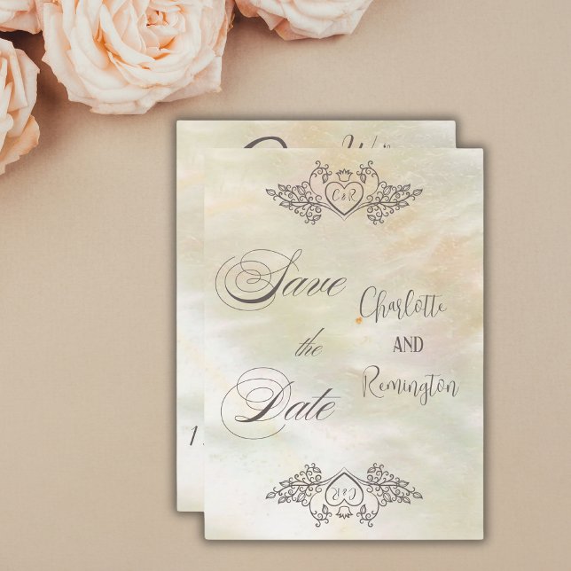 Invitación Elegante melocotón nácar Salva la fecha (Subido por el creador)