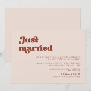 Invitación Elegante melocotón retro rosa Acabo de casar