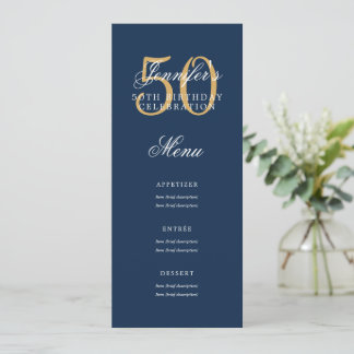 Invitación Elegante menú 50 cumpleaños fiesta de la marina de