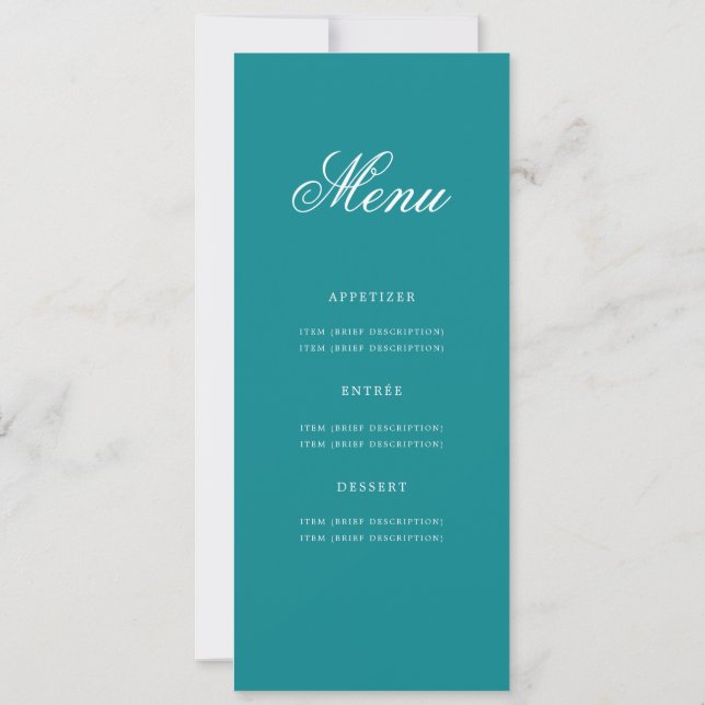 Invitación Elegante menú 50 cumpleaños fiesta de oro Verde az (Reverso)