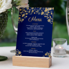 Invitación Elegante menú azul marino y dorado - 5x7