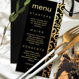 Invitación Elegante menú Boda de marco dorado