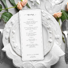 Invitación Elegante menú boda impreso en blanco y negro