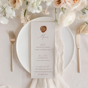 Invitación Elegante menú Boda moderno de caligrafía marfil